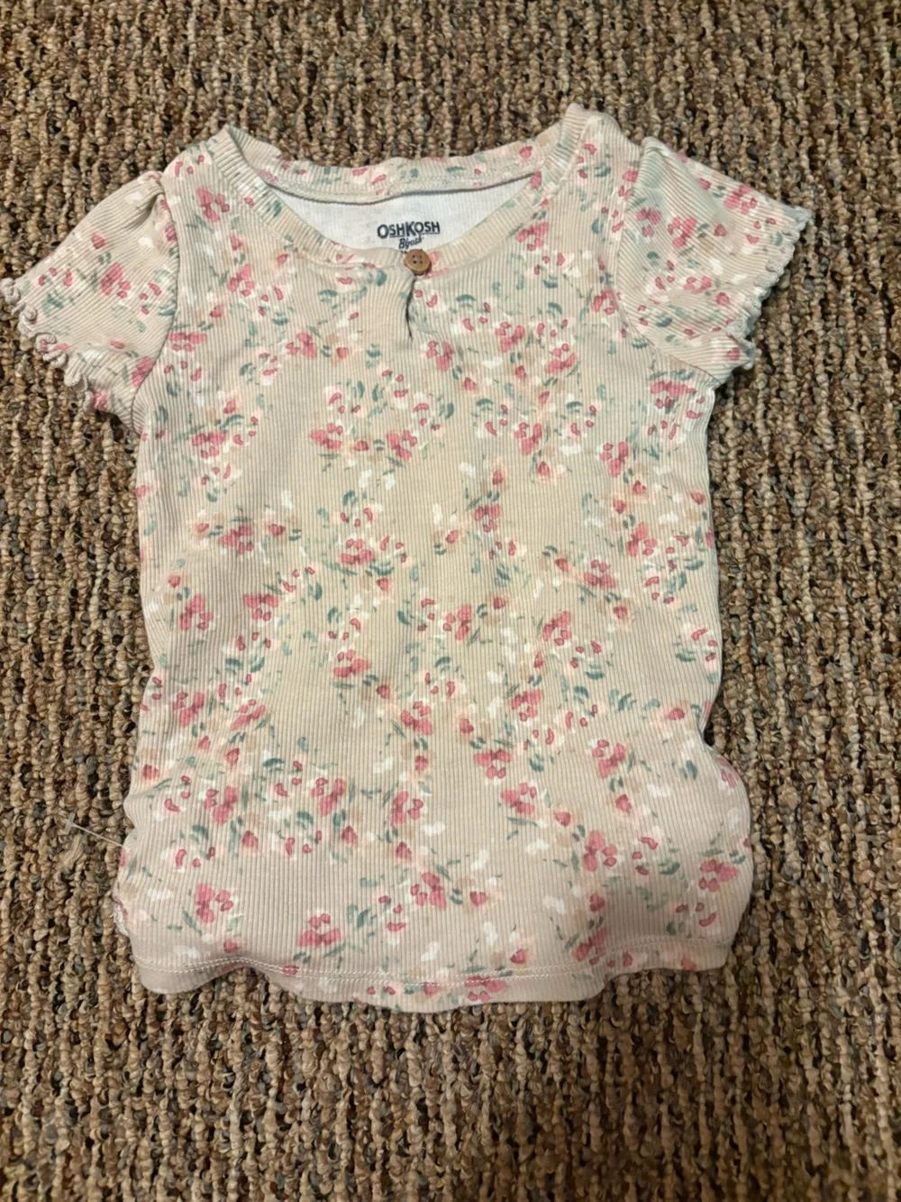 OshKosh B'gosh Cream Floral Ruffle Sleeve Top